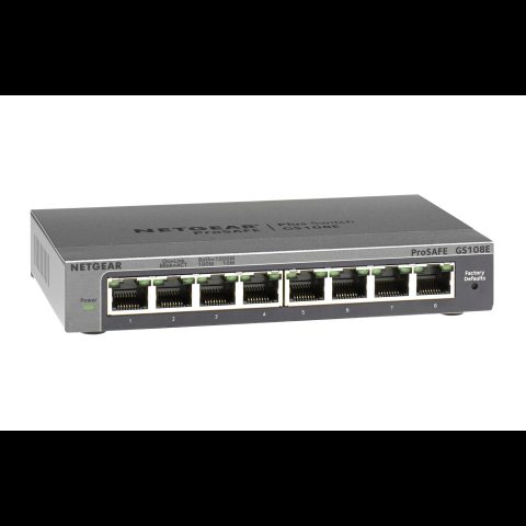 Netgear GS108E Vadīts Gigabit Ethernet (10/100/1000) Melns
