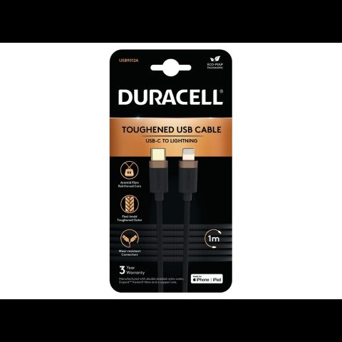 Duracell USB9012A кабель с разъемами Lightning 1 m Черный