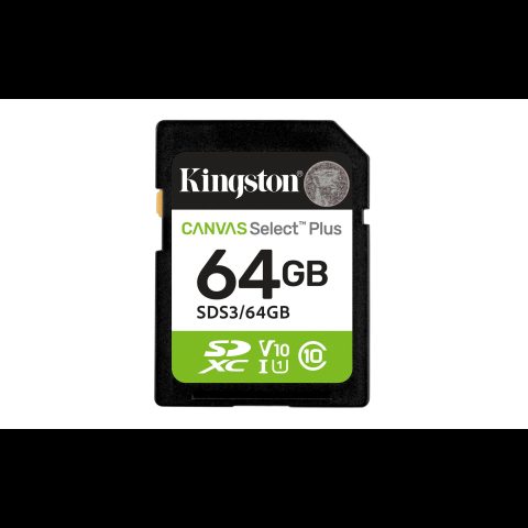 Kingston Technology Canvas Select Plus Gen3 64 GB SD UHS-I Klases 10