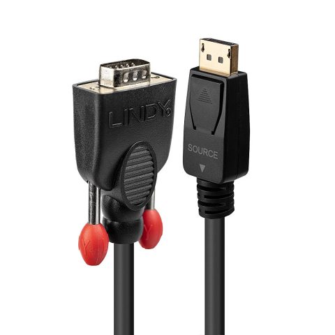 Lindy 41941 video kabeļu aksesuārs 1 m DisplayPort VGA (D-Sub) Melns