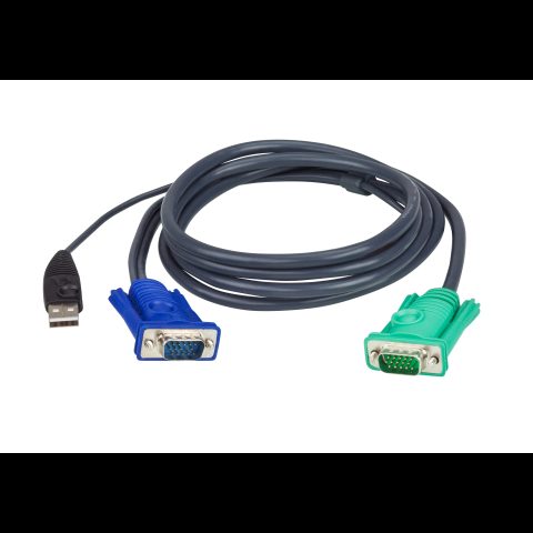 Aten 2L-5203U tastatūras video peles (KVM) kabelis Melns 3 m