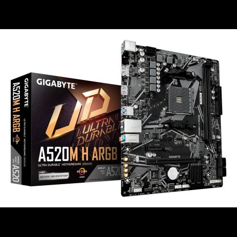 Gigabyte A520M H ARGB mātes plate AMD A520 Ligzda AM4 mikro ATX