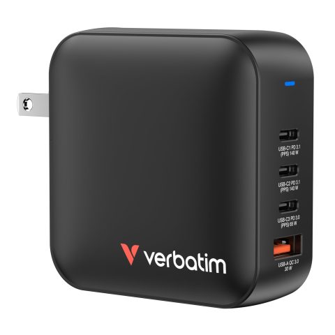 Verbatim Mini GaN Charger 165W Universāls Melns AC Ātrā uzlāde Iekštelpas