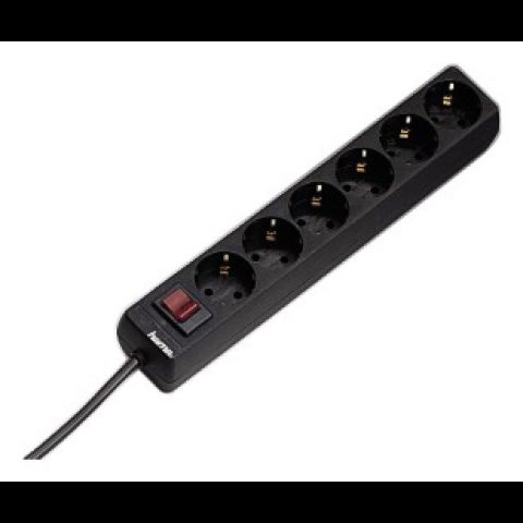 Hama 00030394 pārsprieguma aizsargs Melns 6 Maiņstrāvas izvade (-s) 230 V 1