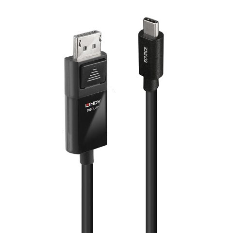 Lindy 43343 video kabeļu aksesuārs 3 m USB Veids-C DisplayPort Melns