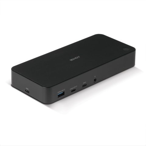 Lindy 43366 dokstacija Dok-ligzda USB 3.2 Gen 2 (3.1 Gen 2) Type-C Melns