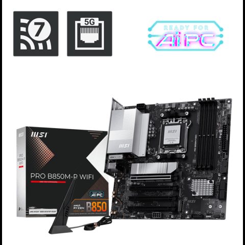 MSI PRO B850M-P WIFI mātes plate AMD B850 AM5 pieslēgvieta mikro ATX