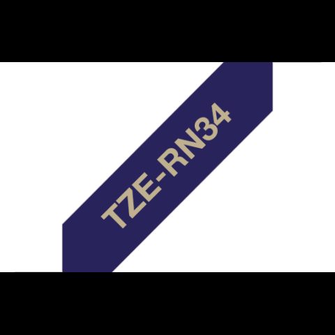 Brother TZE-RN34 marķēšanas lenta Zelta krāsā uz tumši zila fona