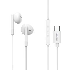 Hama Classy Austiņas Vadu Ausīs Zvani / mūzika USB Veids-C Balts