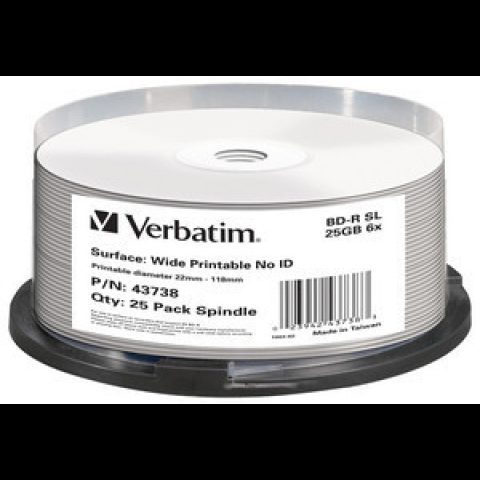 Verbatim 43738 lasīt/rakstīt blue-ray disks (BD) BD-R 25 GB 25 pcs