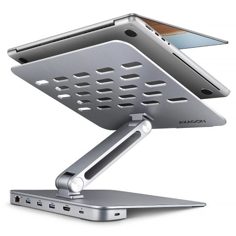 Axagon HMC-STND Multi-port USB-C 5Gbps hub and aluminum stand for laptops. HDMI…