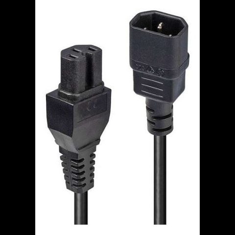 Lindy 30402 elektrības kabelis Melns 3 m IEC C14 IEC C15