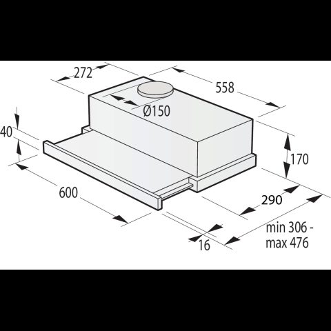 Gorenje TH62E3X Pusiebūvētais (izvelkams) Nerūsējošs tērauds 350 m³/h