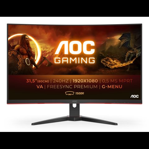 AOC G2 C32G2ZE/BK monitori 80 cm (31.5") 1920 x 1080 pikseļi Full HD LED Mel…