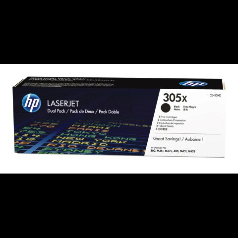 Hewlett Packard (HP) HP 305X 2-pack High Yield Black Original LaserJet Toner Cartridges