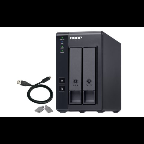 QNAP TR-002 cieto disku uzglabāšanas sistēma HDD/SSD korpuss Melns 2.5/3.5"