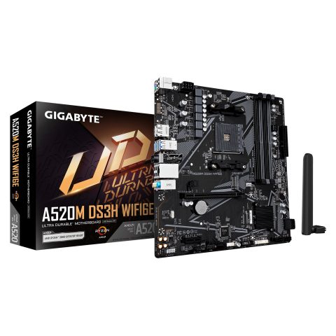 Gigabyte A520M DS3H WIFI6E AMD A520 Ligzda AM4 mikro ATX
