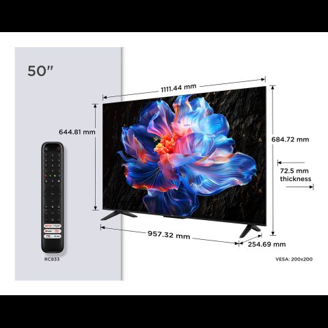 TCL P6K 50P6K televizors 127 cm (50") 4K Ultra HD Viedtelevizors Wi-Fi Metāl…