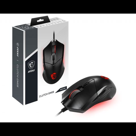 MSI Clutch GM08 pele Speļu Abām rokām USB Type-A Optisks 4200 DPI