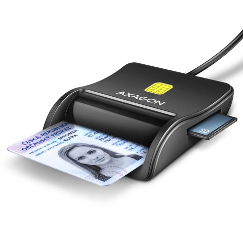 Axagon CRE-SM3SD USB Smart card & SD/microSD/SIM Flat viedkaršu nolasītājs Iekš…