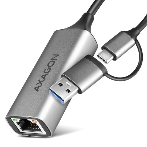 Axagon ADE-TXCA USB-C + USB-A 3.2 Gen 1 - Gigabit Ethernet adapter