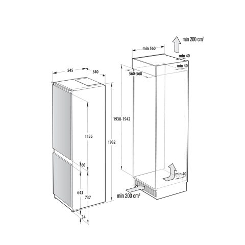 Gorenje NRKI519E41 Iebūvēts 284 L Balts