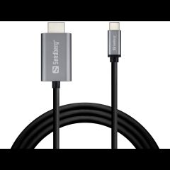 Sandberg 136-21 video kabeļu aksesuārs 2 m USB Veids-C HDMI Sudrabs
