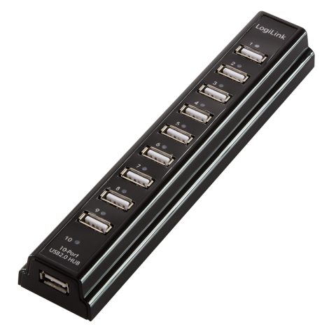 LogiLink UA0096 interfeisa centrmezgls USB 2.0 480 Mbit/s Melns