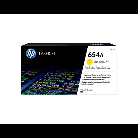 Hewlett Packard (HP) HP 654A Yellow Original LaserJet Toner Cartridge