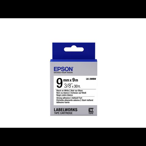 Epson Label Cartridge Strong Adhesive LK-3WBW Black/White 9mm (9m)