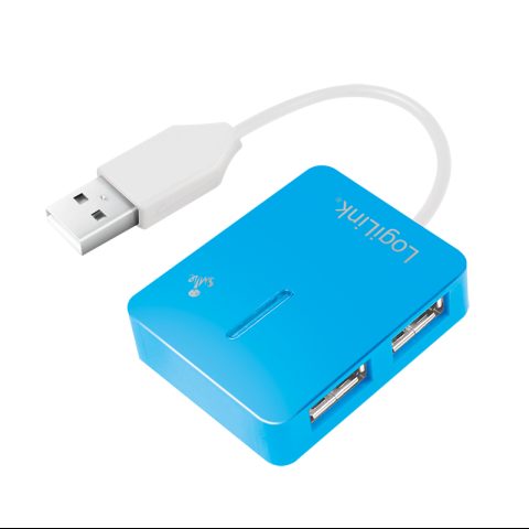 LogiLink UA0136 interfeisa centrmezgls USB 2.0 Type-A 480 Mbit/s Zils