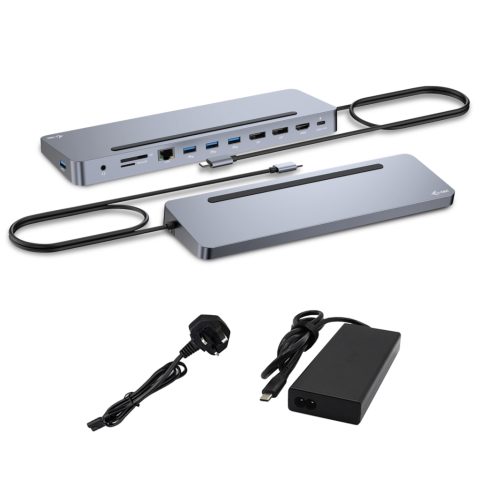 I-tec C31FLAT2PDPRO100W dokstacija Vadu USB 3.2 Gen 1 (3.1 Gen 1) Type-C Sudra…