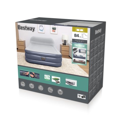 Bestway 67923 / 23 piepūšamais matracis Divkārtu matracis Pelēks