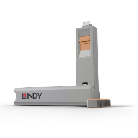 Lindy 40428 porta bloķētājs Pieslēgvietas bloķēšanas atslēga USB Veids-C Pelēk…