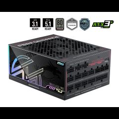MSI MPG Ai1300TS PCIE5 barošanas avotu vienība 1300 W 24-pin ATX ATX Melns