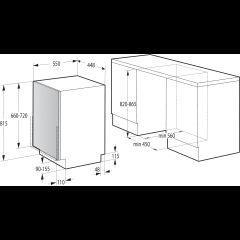 Gorenje GV 520 E 10 EB Pilnībā iebūvēts 11 vietas