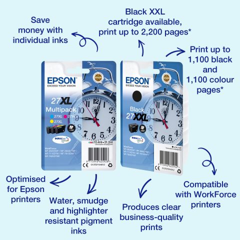Epson Alarm clock Multipack 3-colour 27 DURABrite Ultra Ink