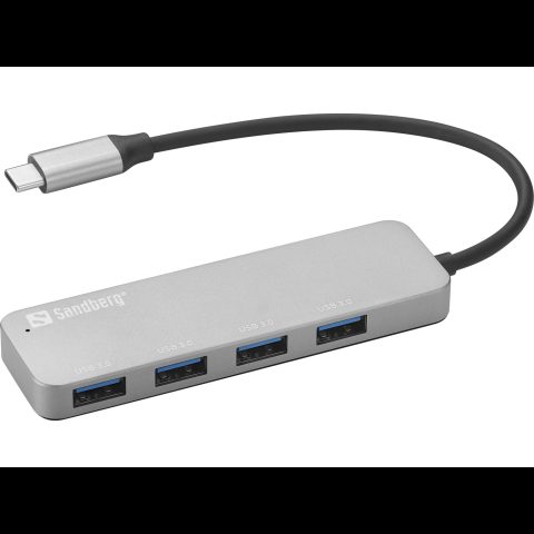Sandberg 336-20 interfeisa centrmezgls USB 2.0 Type-C Sudrabs