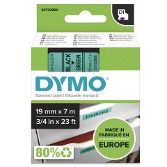 Dymo D1 Standard - Black on Green - 19mm marķēšanas lenta Melns uz zaļa