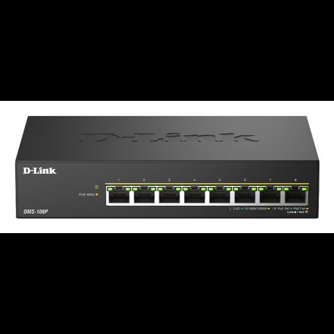 D-Link DMS-108P/E tīkla pārslēgs Nepārvaldīts 2.5G Ethernet (100/1000/2500) Pow…