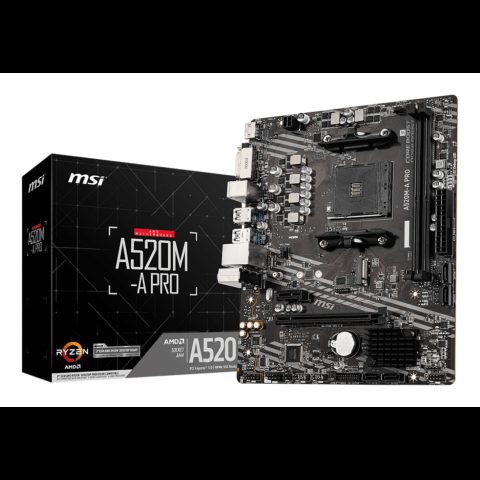 MSI A520M-A PRO mātes plate AMD A520 Ligzda AM4 mikro ATX