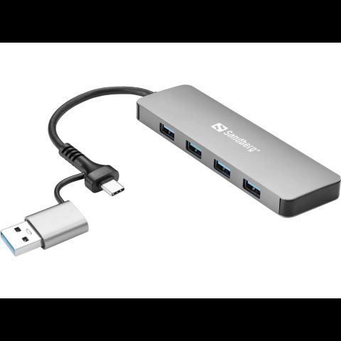 Sandberg USB-C/A to 4xUSB 3.0 Hub USB 3.2 Gen 1 (3.1 Gen 1) Type-A + Type-C 5000…