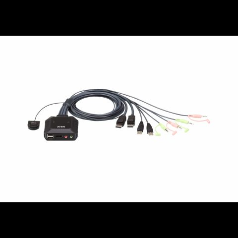 Aten CS22DP-AT (KVM) tastatūras/video/peļu pārslēgšanas mehānisms Melns