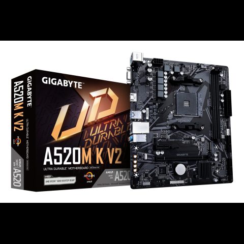 Gigabyte A520M K V2 mātes plate AMD A520 Ligzda AM4 mikro ATX