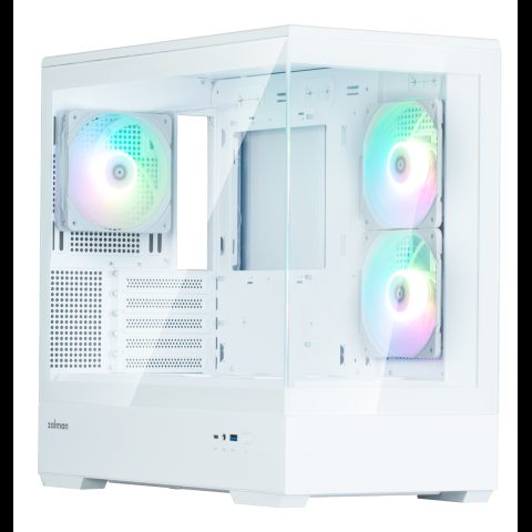 Zalman P30 V2 Baltas micro-ATX grūdinto stiklo panoraminis vaizdas 3 x 120 mm A…