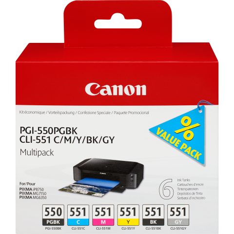 Canon 6496B005 tintes kārtridžs 6 pcs Oriģināls Foto melns