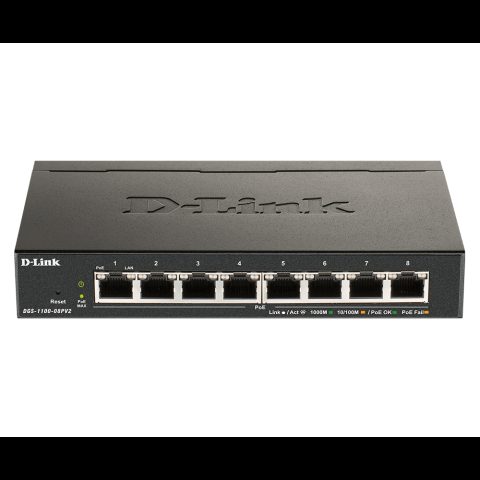 D-Link DGS-1100-08PV2 Vadīts L2/L3 Gigabit Ethernet (10/100/1000) Power over Et…