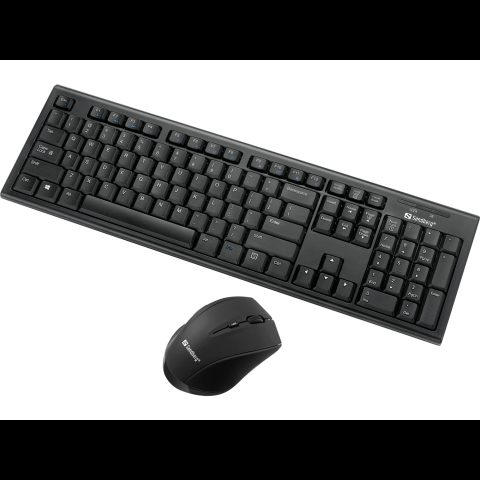 Sandberg 631-23 tastatūra Pele iekļauta Mājas/Biroja RF Bezvadu QWERTY Angļu Meln…