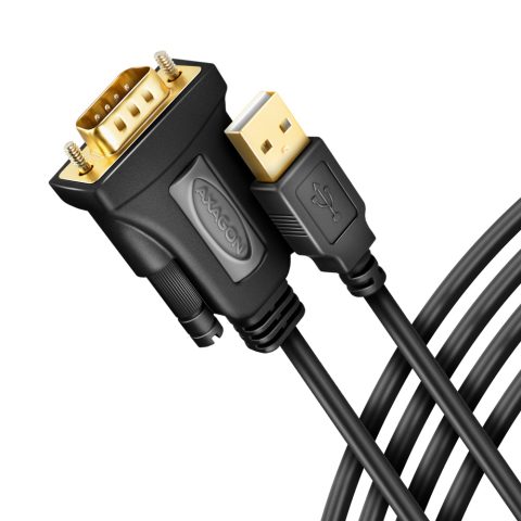 Axagon ADS-1PQN USB-A 2.0 - serial RS-232 DB9-M FTDI adapter cable 1.5m - Adapt…