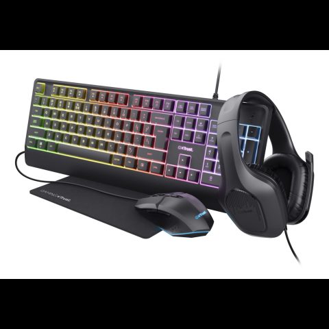 Trust GXT 792 QUADROX tastatūra Pele iekļauta Speļu USB QWERTY Amerikāņu angļu…